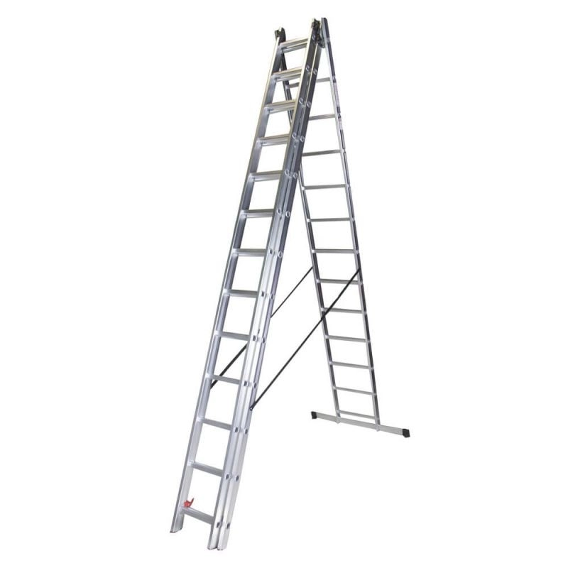 Scara tripla aluminiu BISONTE STR313 3 x 13 trepte inaltime maxima 9.25 m