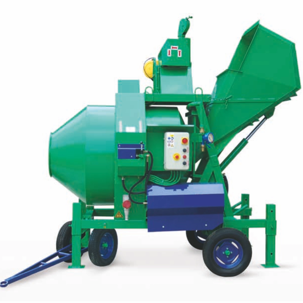 Betoniera cu automatizare BIR 1500ELCV 400V 11,25 kW 1500 l 29 m³/h lopata incarcare, vibrator bena