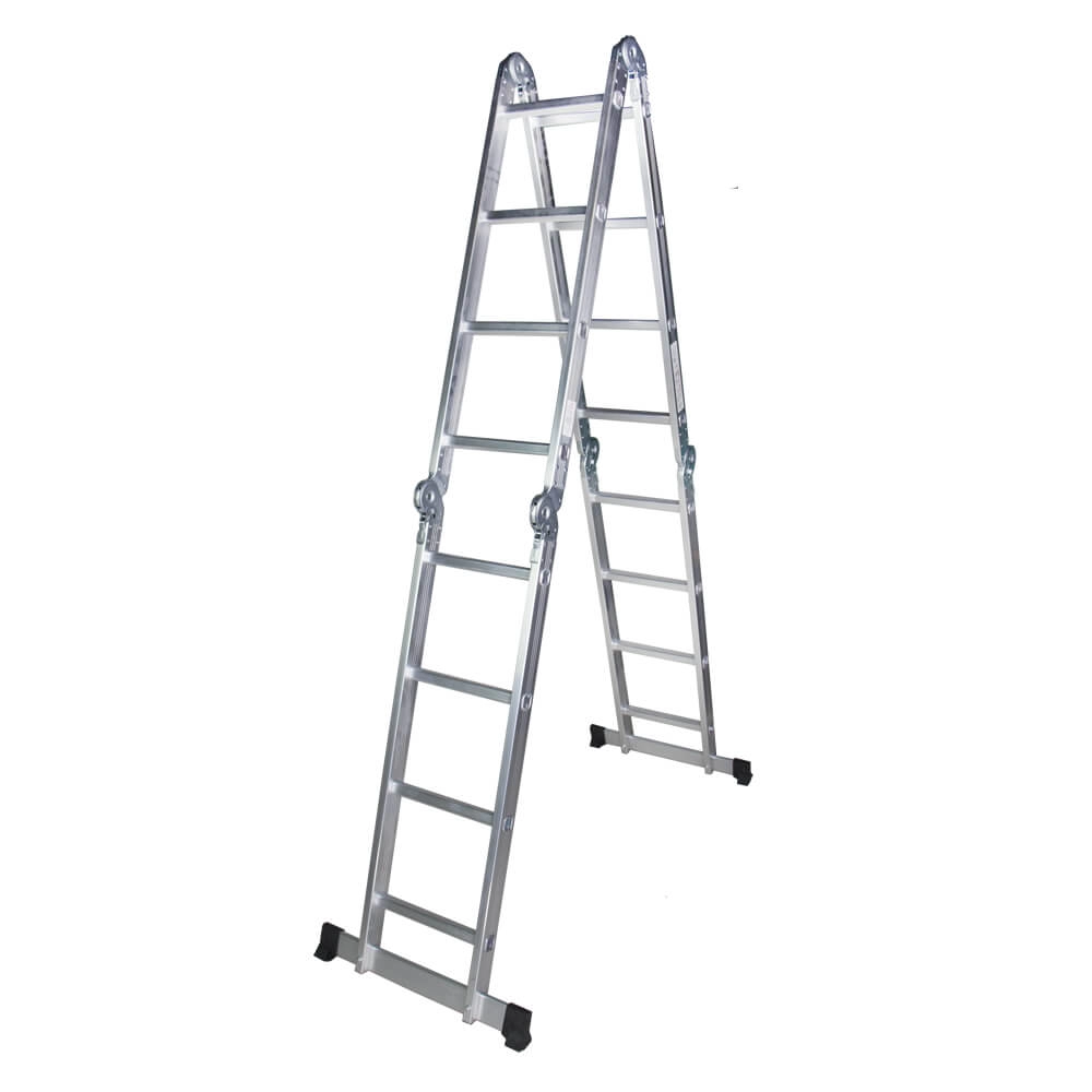 Scara multifunctionala din aluminiu BISONTE STR404 4 segmente x 4 trepte inaltime maxima 4.60 m