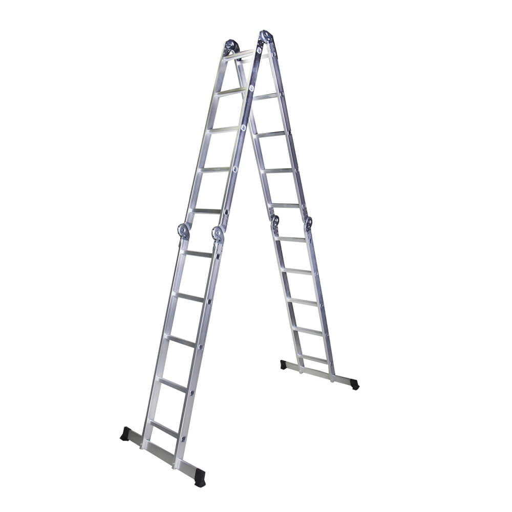 Scara multifunctionala din aluminiu BISONTE STR405 4 segmente x 5 trepte, inaltime maxima 5.8 m