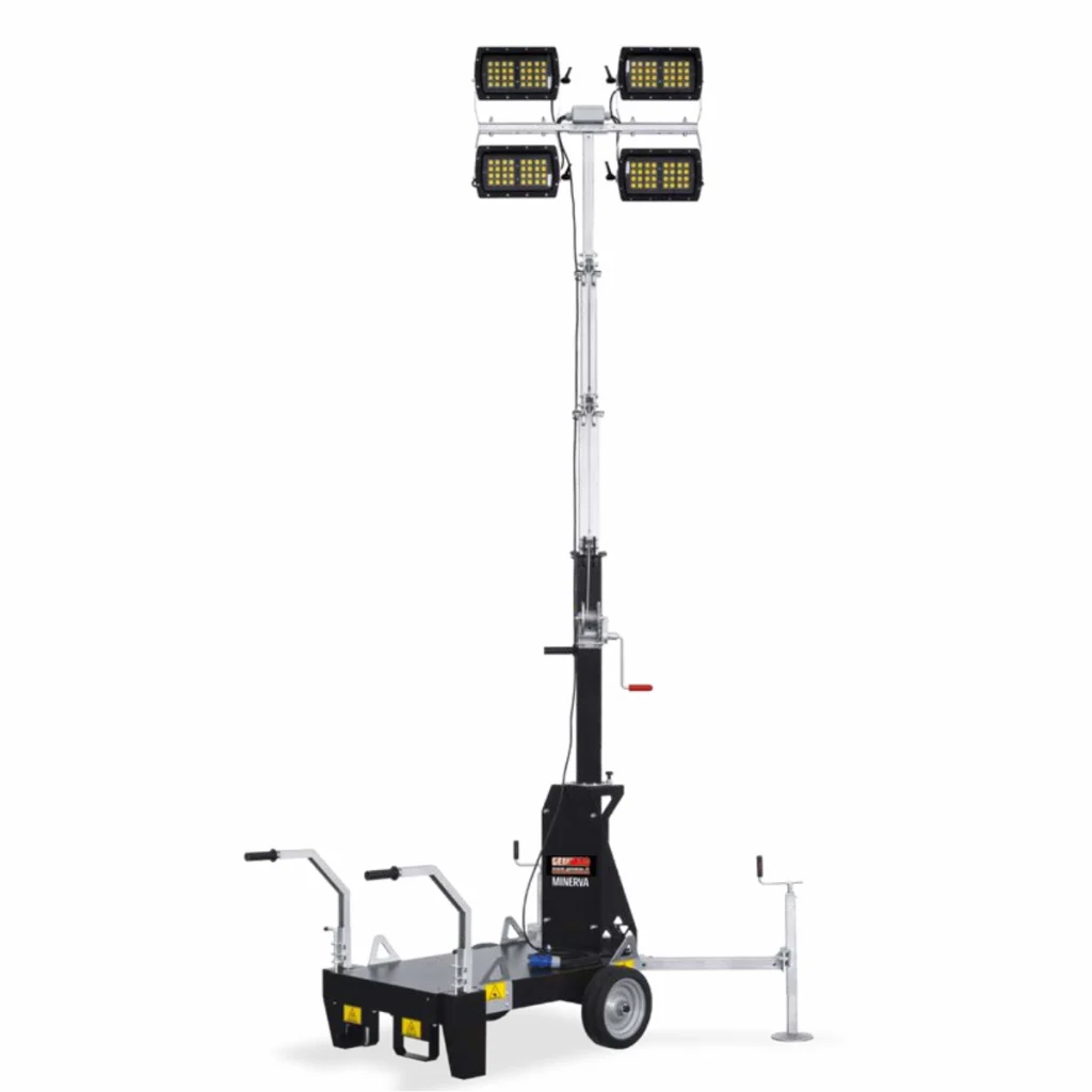 Turn de lumina GENMAC Minerva TM6 4x160W LED 81400 lumeni, trailer tractare lenta neomologabil