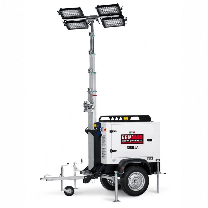 Turn de lumina GENMAC Sibilla TM8K-M5 4x320W LED 166200 lumeni – trailer tractare lenta neomologabil